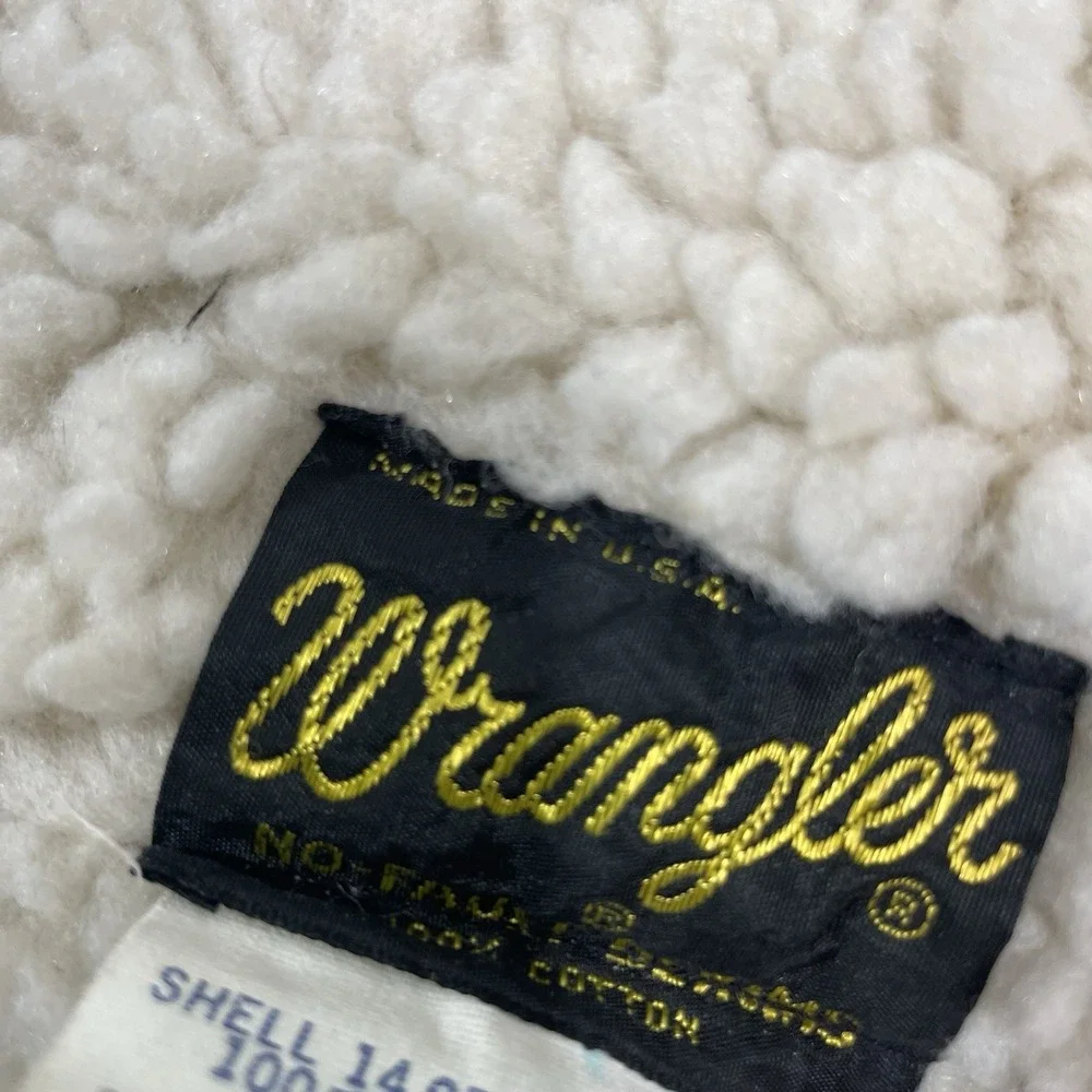 Vintage 70s Wrangler Sherpa Lined Denim Size‎ Large Cowboy Western Jean Vest